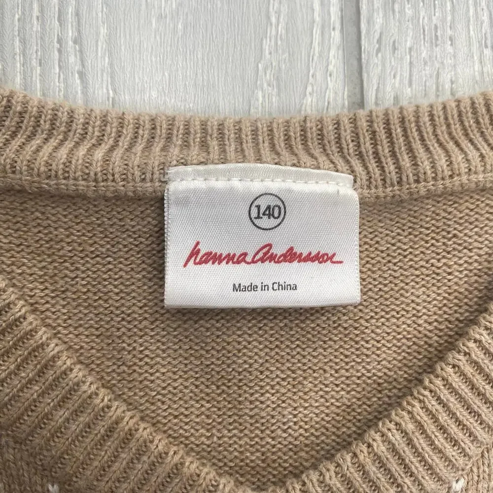 Hanna Andersson Cotton Tan Black & Red Argyle Sweater Vest US Boys Size 10